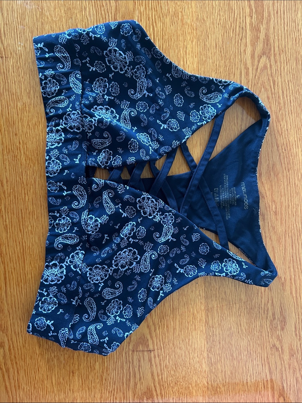 Maurices Navy Floral Paisley Bralette with Strappy Back